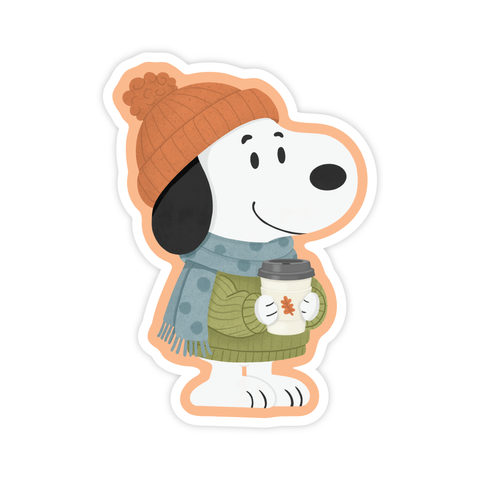 Cozy Fall Dog - Autumn Coffee Vinyl Sticker