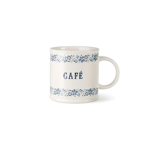 Blue and White Café Stoneware Mug - Main Street Roasters®