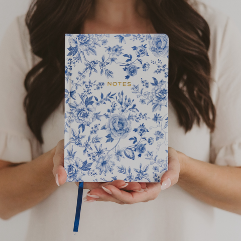 Blue Delft Notes Journal In Hand