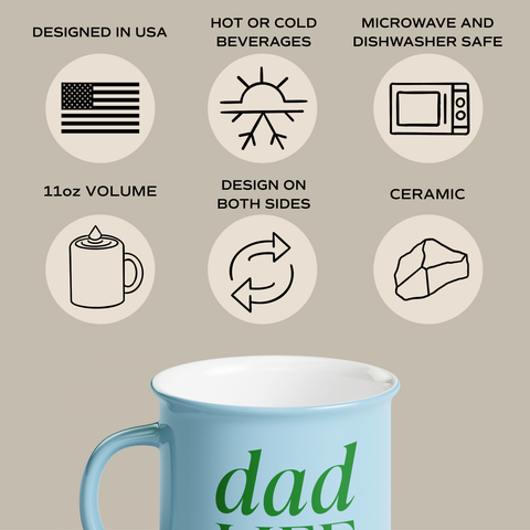 Dad Life 11 oz Campfire Coffee Mug Features