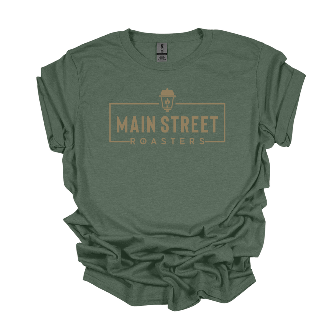 Forest Green MSR Tee Shirt | Gold Logo - Main Street Roasters