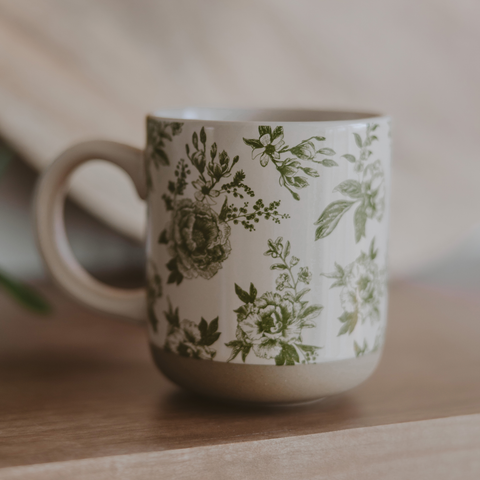 Green Delft Stoneware Coffee Mug - Back