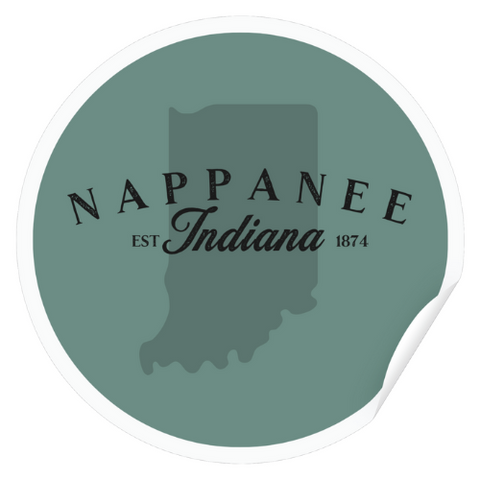 Nappanee, IN Custom Matte Circle Sticker - Historic Green