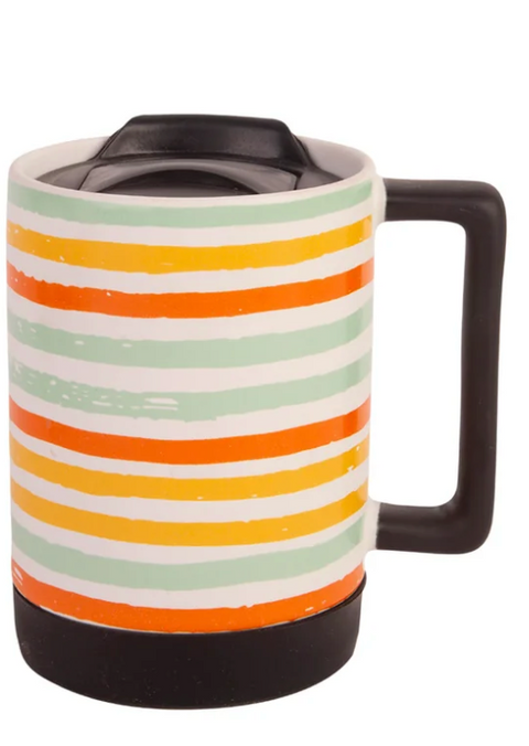 Travel Mugs - Floral Prints - Stripe