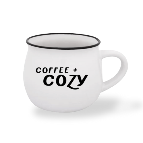 Coffee + Cozy Mug | Black and White Ceramic Mug - Main Street Roasters®