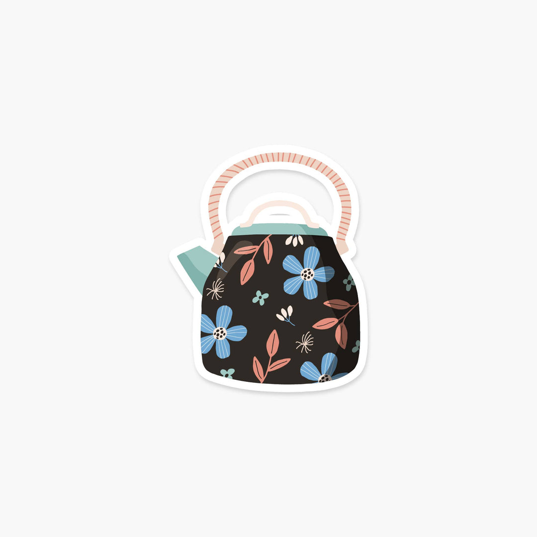 Ceramic Teapot with Flowers Sticker - Main Street Roasters