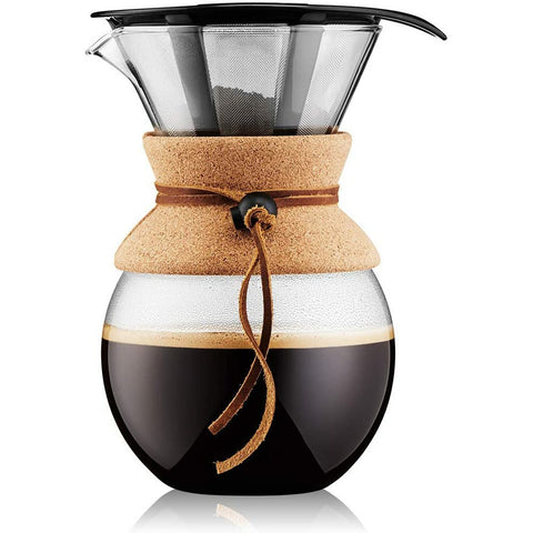 Bodum Pour Over Coffee Maker | Permanent Filter | Cork Band | 34 Ounce
