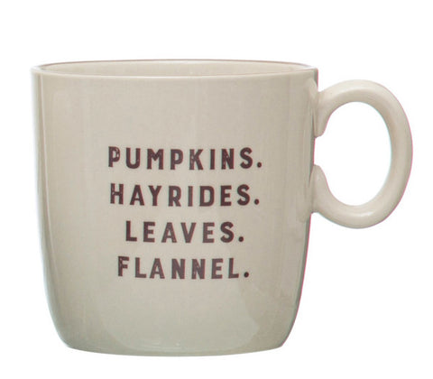 Fall Stoneware Collection Mug - Pumpkins Hayrides Leaves Flannel - Main Street Roasters