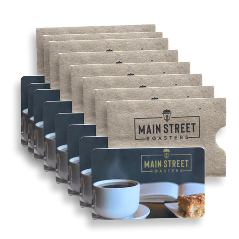 Main Street Gift Card Bundles | In Store Redemption Gift Cards Main Street Roasters 20 Pack of $10