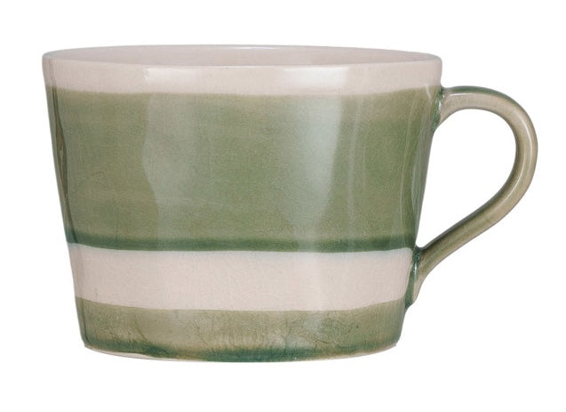 12 oz Stripped Stoneware Mugs - Green - Main Street Roasters