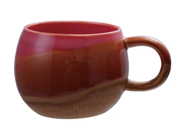 16 oz Stoneware Mug - Red & Brown