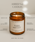 Amber 9 oz candle with 'Sweet Water Decor' label on a neutral background - Features