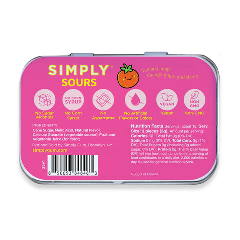 Simply Gum - Simply Sours - Fruit Punch 1.8oz | 6 Tins