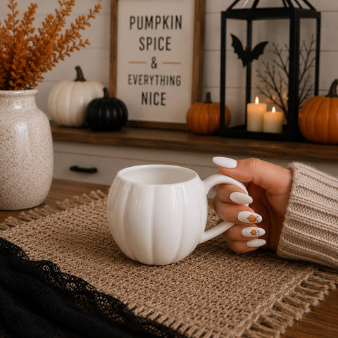 Gia Roma - White Pumpkin Coffee Mug - Fall Decor & Gifts - Halloween