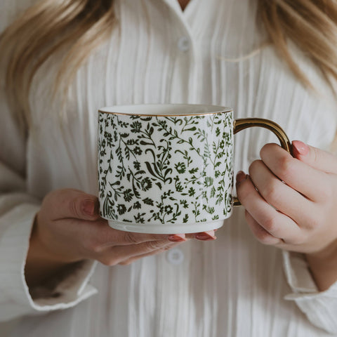 Green Floral Coffee Mug - Main Street Roasters®