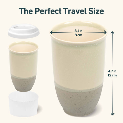 Nova Ceramics Travel Mugs - Mist Ceramic Mug – 12oz Reusable Travel Coffee Cup - Main Street Roasters®
