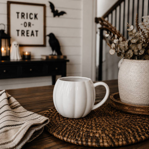 Gia Roma - White Pumpkin Coffee Mug - Fall Decor & Gifts - Halloween
