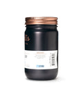 Black jar with a copper lid on a white background