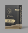 Little Prayer Tea Company Ceylon Vanilla tea box with branding on a gray background