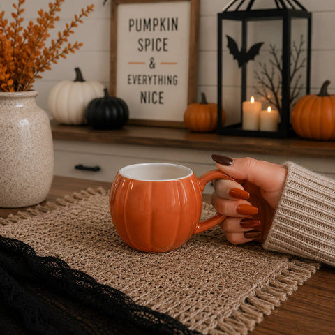 Gia Roma - White Pumpkin Coffee Mug - Fall Decor & Gifts - Halloween