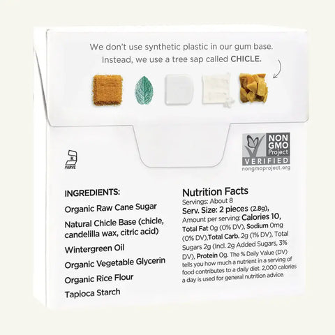 Simply Gum - Wintergreen Chewing Gum - Natural + Plastic-Free | 6 Pack