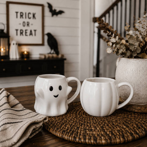 Gia Roma - White Pumpkin Coffee Mug - Fall Decor & Gifts - Halloween
