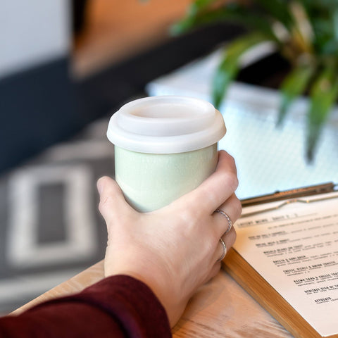 Nova Ceramics Travel Mugs - Mist Ceramic Mug – 12oz Reusable Travel Coffee Cup - Main Street Roasters®