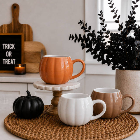 Gia Roma - White Pumpkin Coffee Mug - Fall Decor & Gifts - Halloween