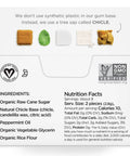 Product label with ingredients and nutrition facts on a white background