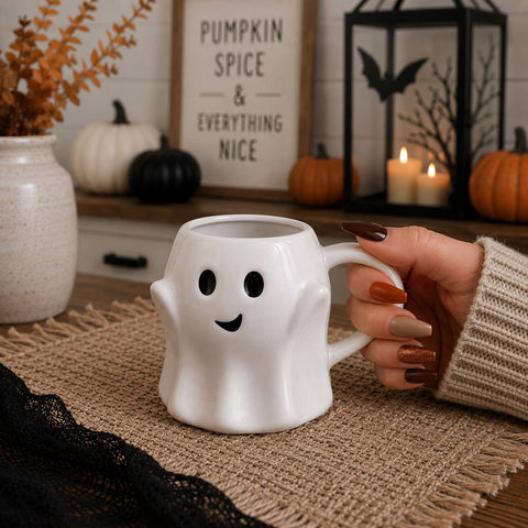 Gia Roma - White Pumpkin Coffee Mug - Fall Decor & Gifts - Halloween