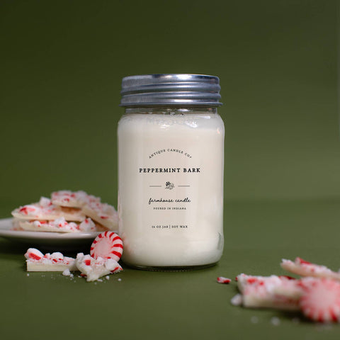 Antique Candle Co.® - Peppermint Bark - Soy Wax Mason Jar Candle - Main Street Roasters®