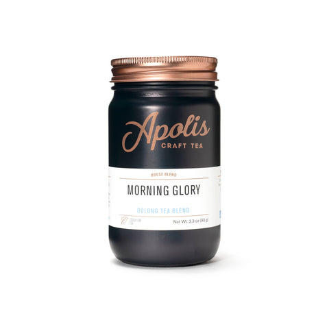 Apolis Craft Tea jar labeled 'Morning Glory' on a white background