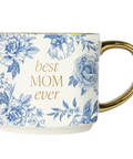 Best Mom Ever Coffee Mug - Blue Delft Floral Pattern