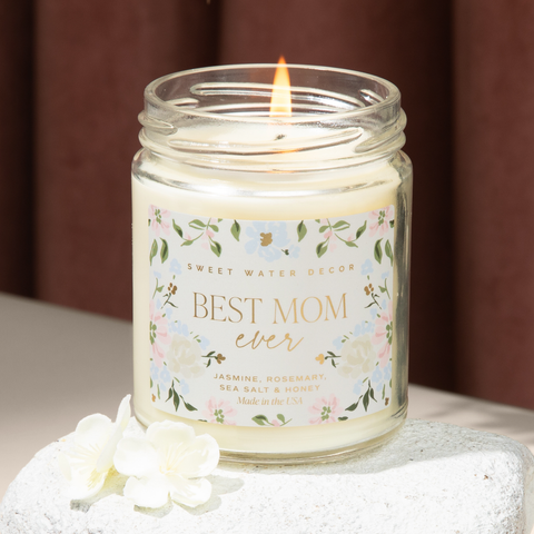 Best Mom Ever Soy Candle by Sweet Water Decor - 9 oz - Burning