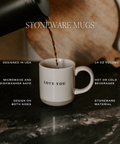 Blue Floral Stoneware Coffee Mug - Features