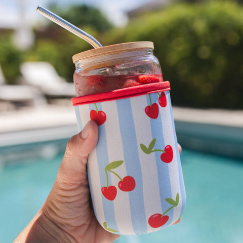 Pippi Post - Cherry Striped Drink Sleeve - Main Street Roasters®