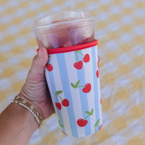 Pippi Post - Cherry Striped Drink Sleeve - Main Street Roasters®