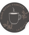 Copper Mug Matte Circle Sticker Black - Main Street Roasters