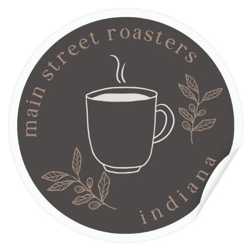 Copper Mug Matte Circle Sticker Black - Main Street Roasters