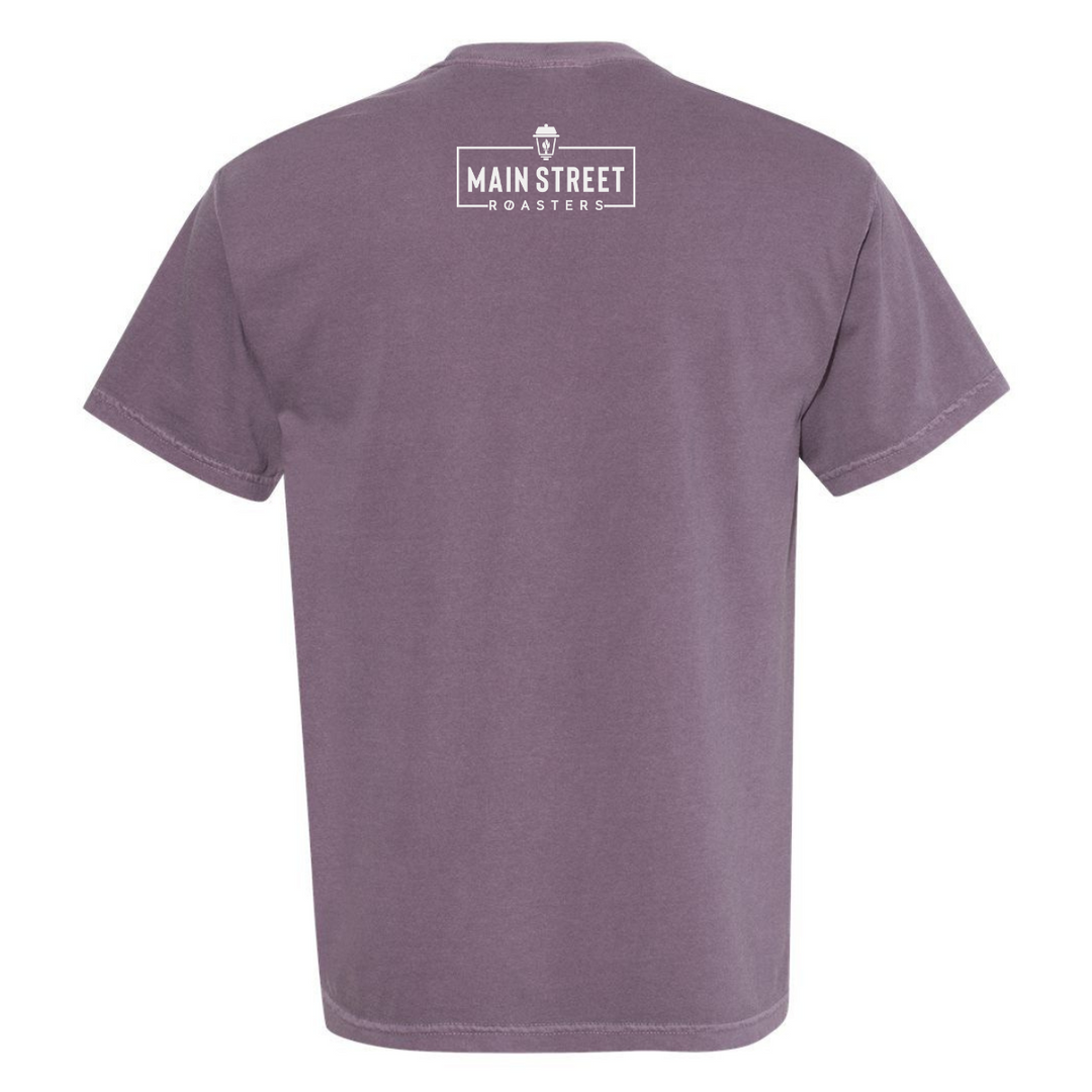 Cozy Coffee Break Tee Wine - Back | Comfort Colors - Main Street Roasters