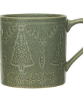 Debossed Green Holiday Mugs - Green Tree Pattern - Main Street Roasters