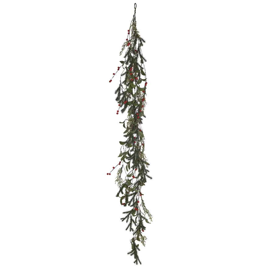 Faux Pine & Mistletoe Garland - Main Street Roasters