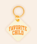 Tag with 'Favorite Child' text on a beige background