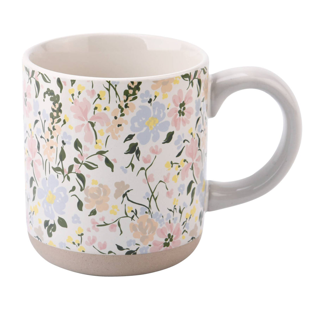 Floral Stoneware Coffee Mug - Front