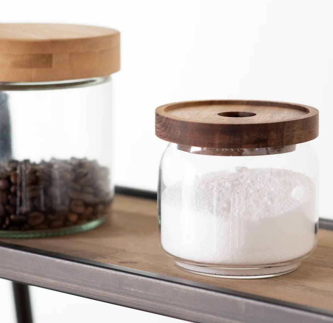 Glass Jars with Acacia Wood Lids - 3.5" - Main Street Roasters