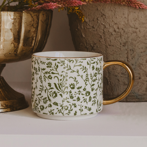 Green Floral Coffee Mug - Main Street Roasters®