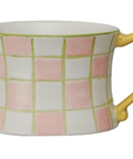 Hand-Painted Patterned Mug - Green and Pink