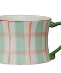 Hand-Painted Patterned Mug - Red & Green Plaid