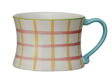 Hand-Painted Patterned Mug - Red and Yellow