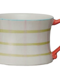 Hand-Painted Patterned Mug - Green Stripes
